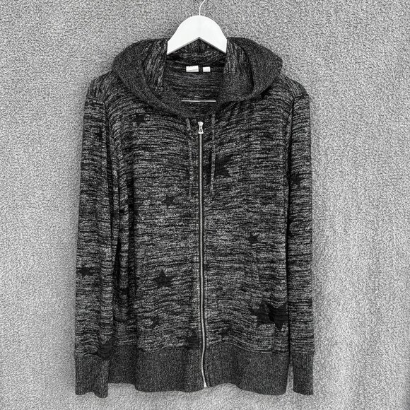 GAP Softspun full-zip hoodie in marled black star print - Picture 3 of 8